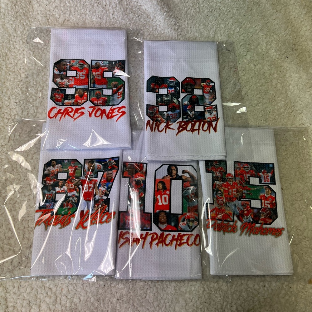 Set of 5 Decorative hand towel 24“ x 16“ Kansas City chiefs